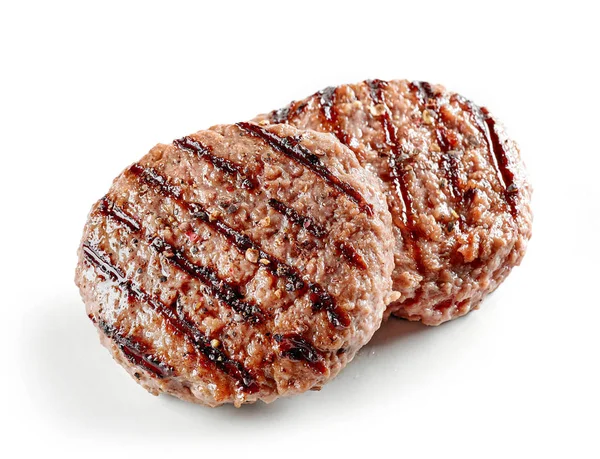 Gegrilltes Burger Fleisch Isoliert Auf Weißem Hintergrund — Stockfoto