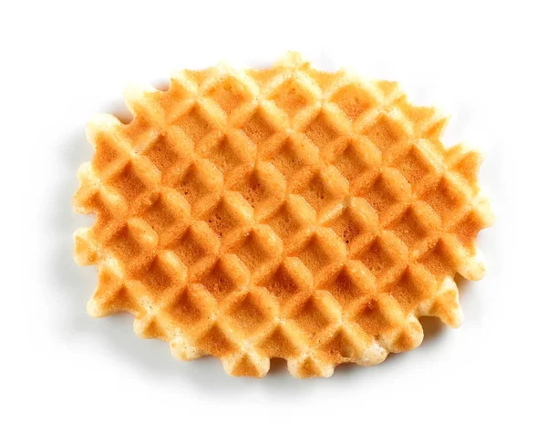 Gaufre Ronde Fraîchement Cuite Isolée Sur Fond Blanc — Photo