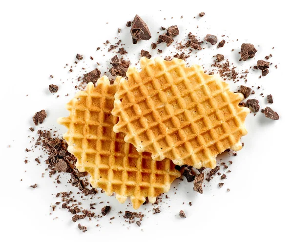 Round waffles and small chocolate crumbs — Stock Photo, Image
