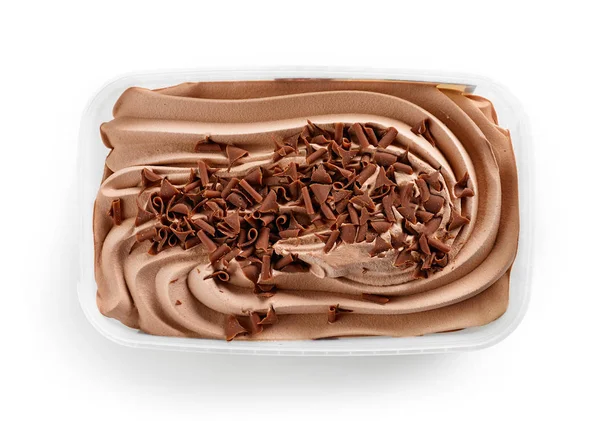 Chocolate ice cream container — Stock Photo, Image