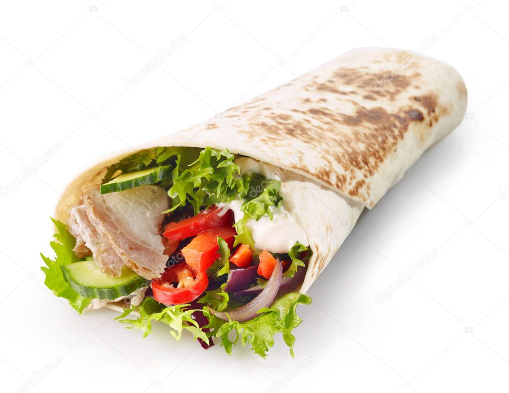 Tortilla wrap with meat and vegetables