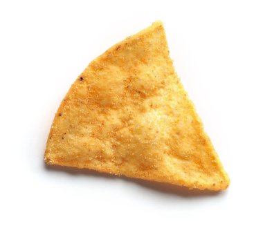 Beyaz arka plan üzerinde üstten görünüm izole cips Mısır chips
