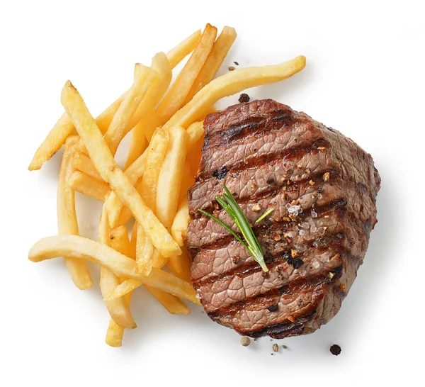 Bife grelhado e batatas fritas — Fotografia de Stock