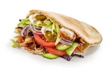 beyaz arka planda döner kebap