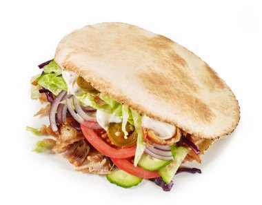 beyaz arka planda döner kebap