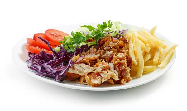 Assiette de kebab de poulet et légumes — Photo