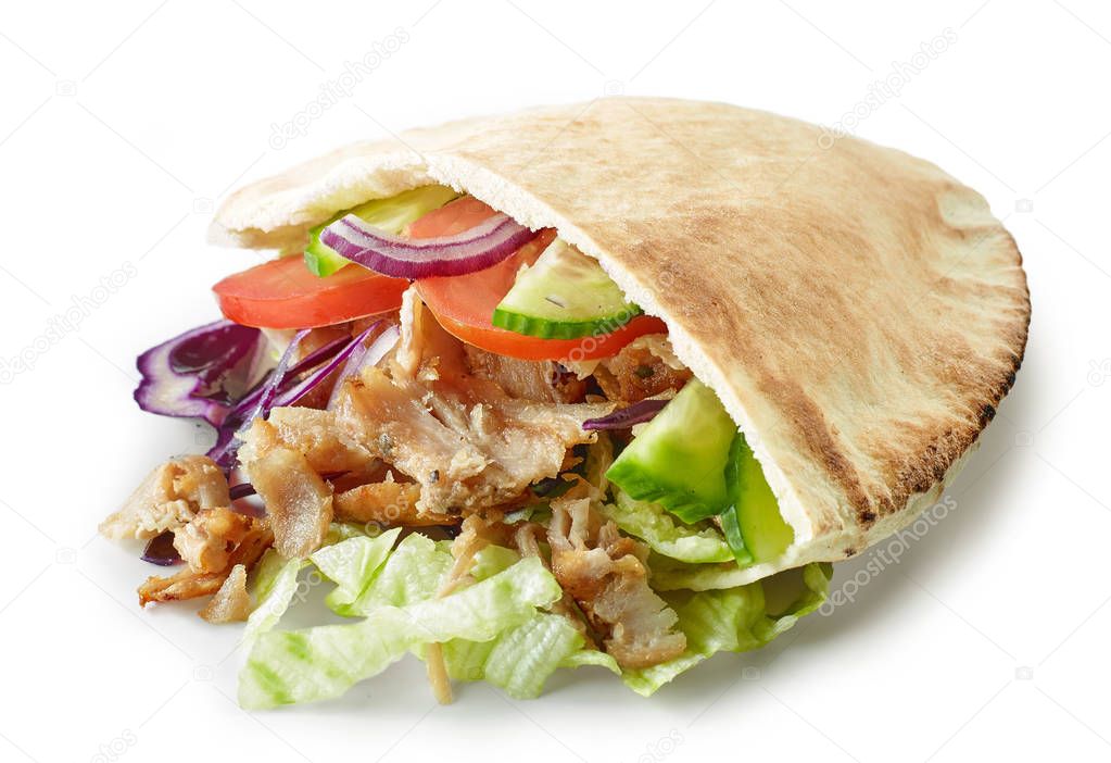 doner kebab on white background