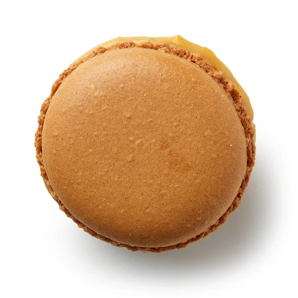 Caramel Macaroon Isolated White Background Top View — Stock Photo, Image