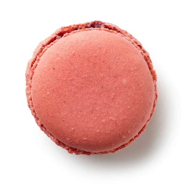 Red Strawberry Macaroon Isolated White Background Top View — Stock Photo, Image