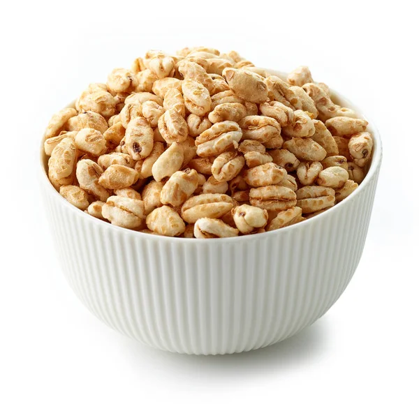 Ontbijt Kom Van Tarwe Honing Granen Geïsoleerd Witte Achtergrond — Stockfoto