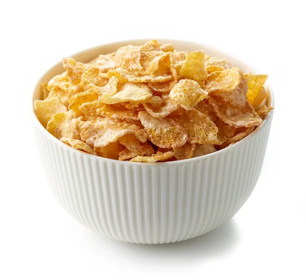 Skål Med Söt Frukost Cornflakes Isolerad Vit Bakgrund — Stockfoto