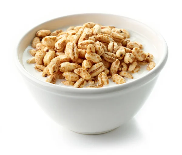 Bowl Wheat Honey Grains Milk Isolated White Background — Stock Photo, Image