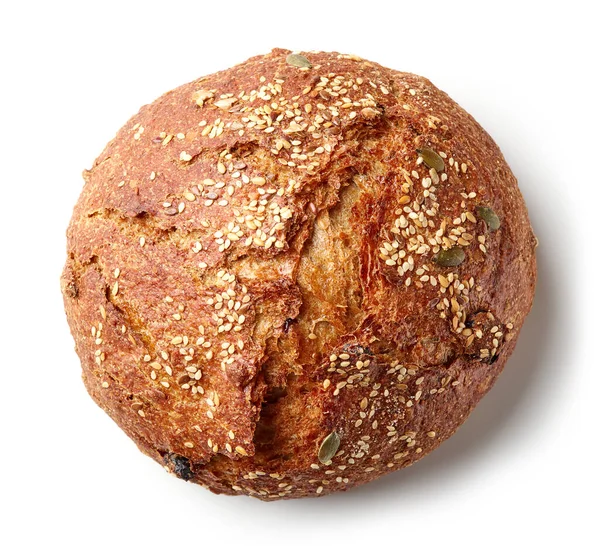 Свежеиспеченный Ремесленный Хлеб Изолирован Белом Фоне Вид Сверху — стоковое фото