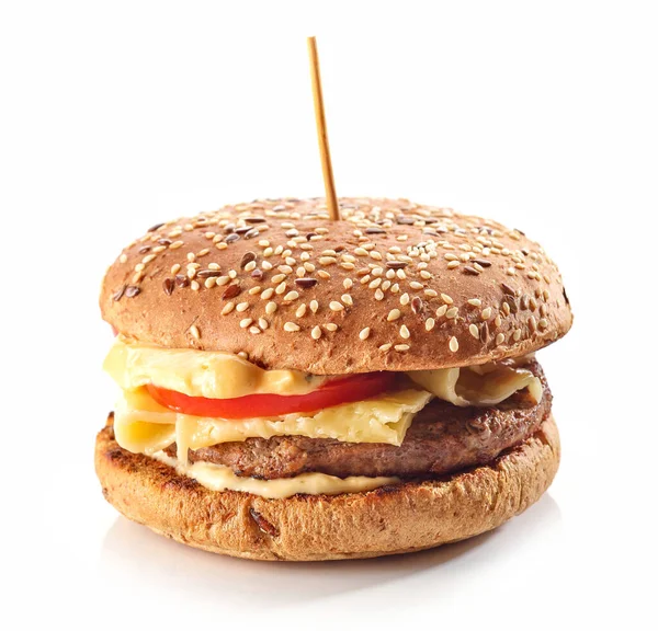 Fresco Gustoso Cheeseburger Isolato Sfondo Bianco — Foto Stock