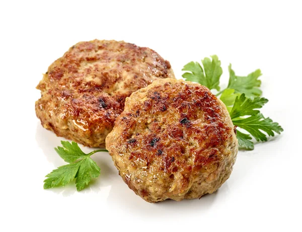 Freshly Baked Homemade Cutlets Isolated White Background — Stock Photo, Image