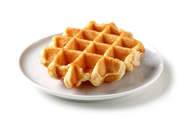 Freshly Baked Belgian Waffle Isolated White Background — Stock Photo, Image