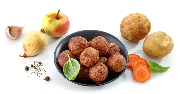 Bolas Base Plantas Fritas Sin Carne Aisladas Sobre Fondo Blanco —  Fotos de Stock