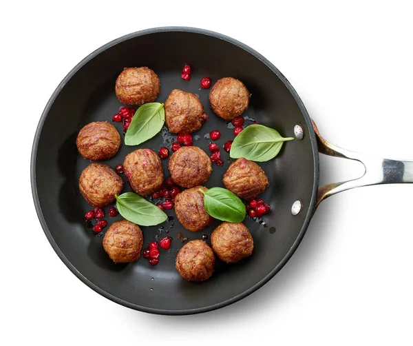 Polpette Fritte Base Carne Isolate Backgroun Bianco — Foto Stock