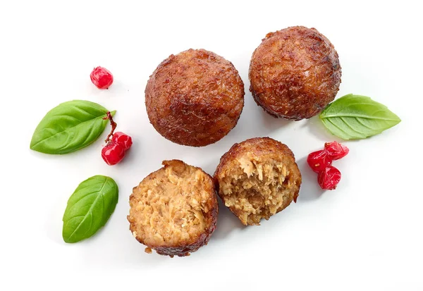 Polpette Fritte Base Carne Isolate Backgroun Bianco — Foto Stock