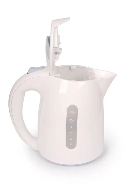 Білий Електричний Чайник Ізольований Білому Тлі — стокове фото