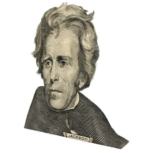 Portrét Bývalého Prezidenta Usa Andrew Jackson Jako Vypadá Dvacet Dolarů — Stock fotografie