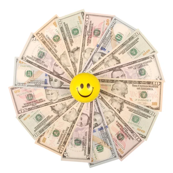 Rostos Sorriso Amarelo Caleidoscópio Mandala Dinheiro Abstrato Dinheiro Fundo Raster — Fotografia de Stock