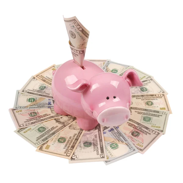 Pink Piggy Bank White Backgrounds Mandala Kaleidoscope Money Abstract Money — Stock Photo, Image