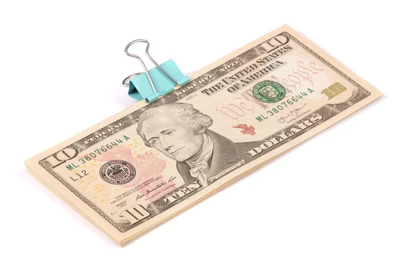 Wads Money Ten Dollars Isolated White Background — Stock Photo, Image