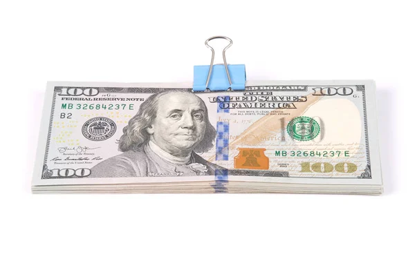 Wads Money One Hundred Dollars Isolated White Background — Stock Photo, Image