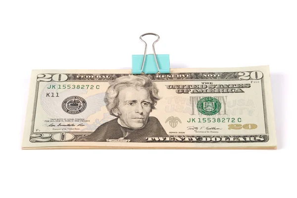 Wads Money Twenty Dollars Isolated White Background — Stock Photo, Image