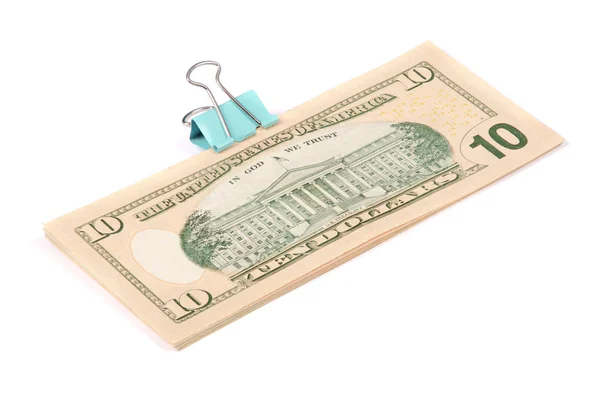 Десять Долларов Белом Фоне — стоковое фото