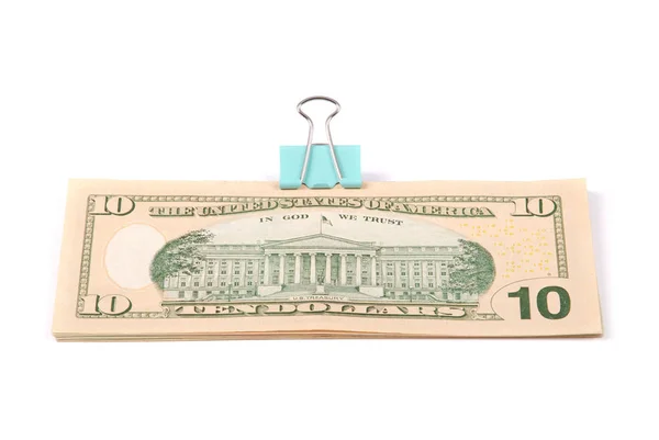 Wads Money Ten Dollars Isolated White Background — Stock Photo, Image