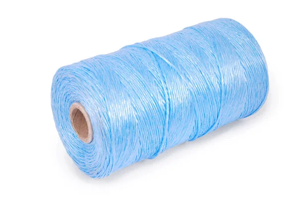 Spulen Blauer Farben Fäden Isoliert Auf Weißem Hintergrund — Stockfoto
