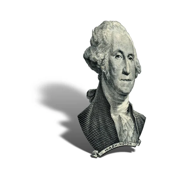 Portrait First Usa President George Washington Looks One Dollar Bill — Stock Photo, Image