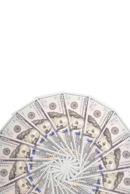 Mandala kaleydoskop para üzerinden. Soyut para arka plan tarama deseni tekrar mandala daire. Beyaz arka plan üzerinde.