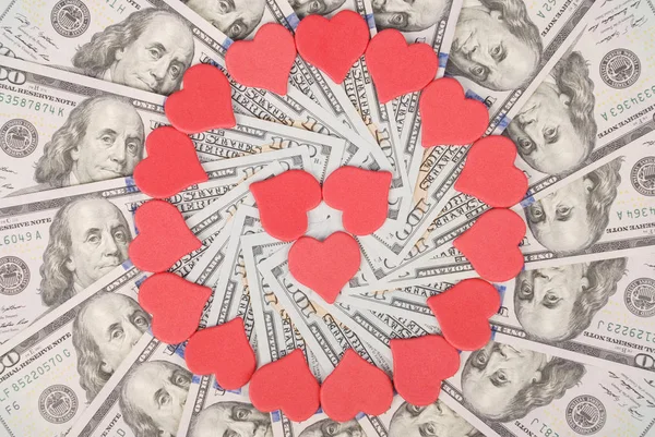 Mandala kaleidoscope from money and heart symbol. Abstract money background raster pattern repeat mandala circle.