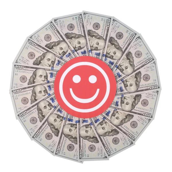 Smile faces on mandala kaleidoscope from money. Abstract money background raster pattern repeat mandala circle.