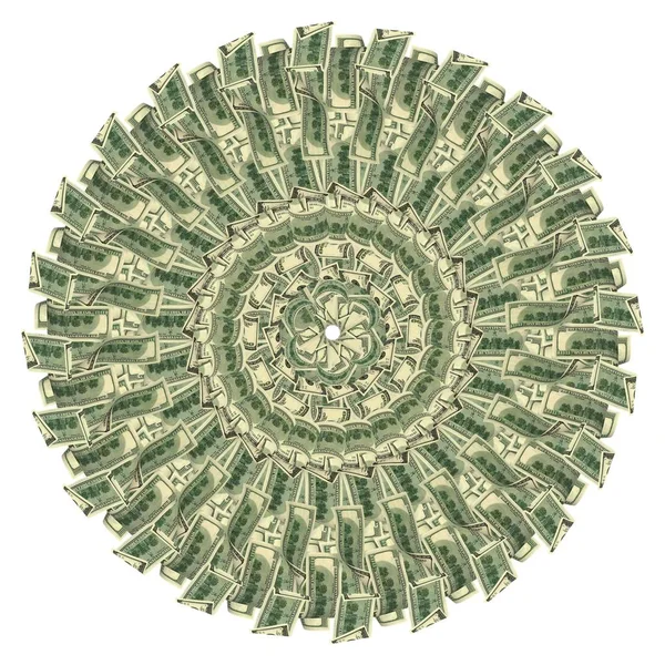 Mandala Kaleidoskop Der Elemente Amerikanischer Dollar Abstraktes Geld Hintergrund Raster — Stockfoto