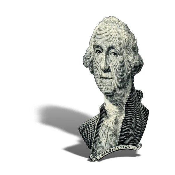 Portrait First Usa President George Washington Looks One Dollar Bill — Stock Photo, Image