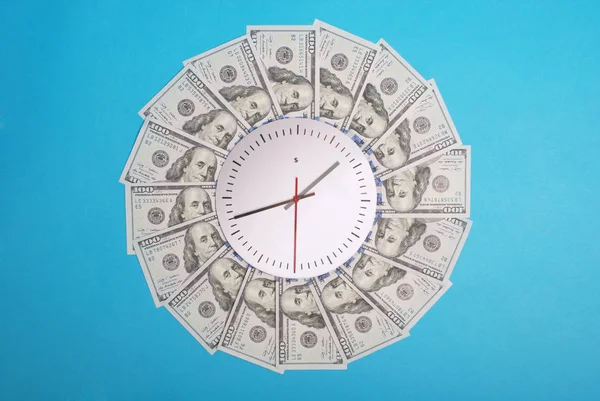 Saat Doları Kavramı Mandala Kaleydoskop Para Üzerinden Tarih Saat Soyut — Stok fotoğraf