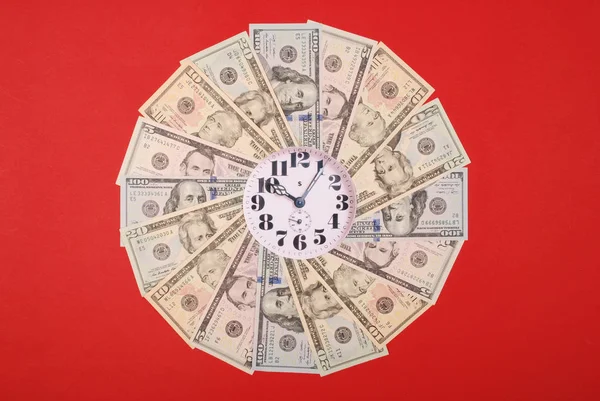 Concepto Reloj Dólar Reloj Mandala Caleidoscopio Dinero Dinero Abstracto Patrón —  Fotos de Stock