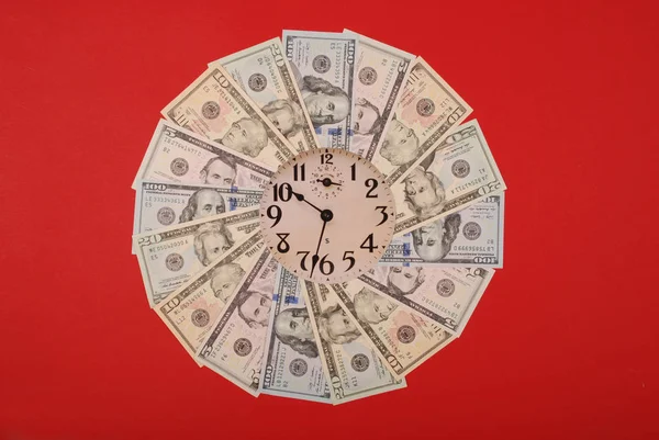Konzept Von Uhr Und Dollar Uhr Auf Mandala Kaleidoskop Aus — Stockfoto