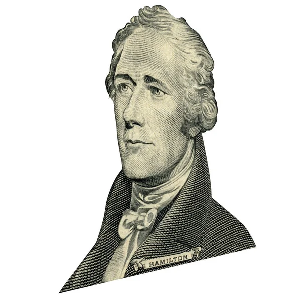 Primer Secretario Del Tesoro Alexander Hamilton Retrato Cualitativo Dólares Fondo — Foto de Stock