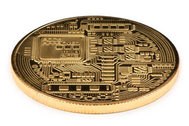 Altın monero beyaz arka planda izole. (kırpma yolu)