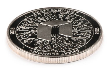 Beyaz arka planda izole gümüş Neo. (kırpma yolu)