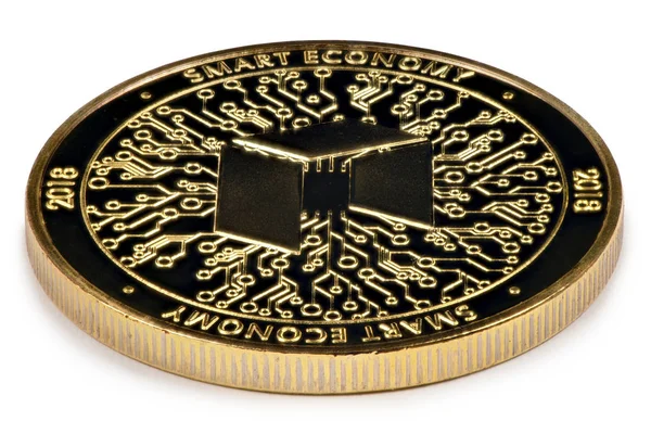 Altın Neo beyaz arka planda izole. (kırpma yolu)