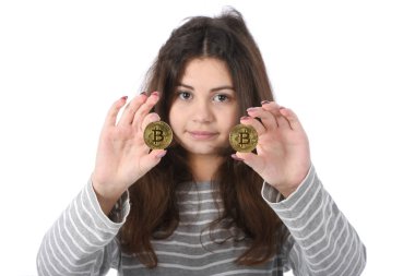 Yeni cryptocurrency tutan kız