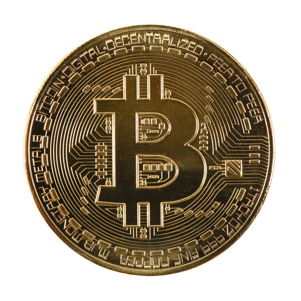 Bitcoin d'or isolé sur fond blanc. — Photo