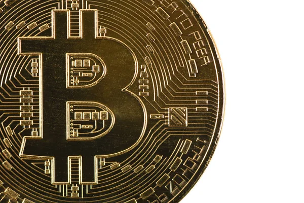 Bitcoin d'or isolé sur fond blanc. — Photo