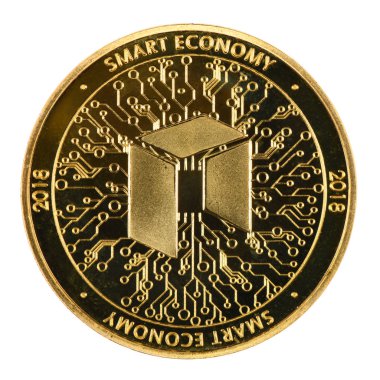 Altın Neo beyaz arka planda izole. (kırpma yolu)